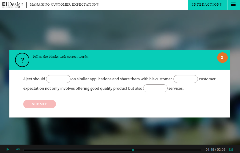 EI Interactive video fill the blanks
