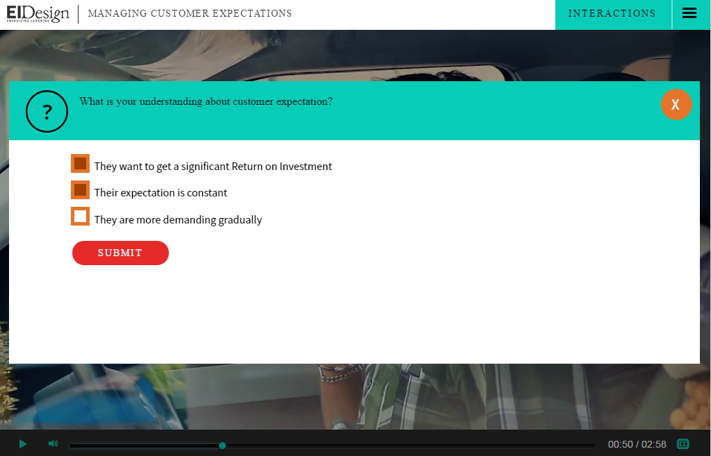 EI Interactive video multiple choice question