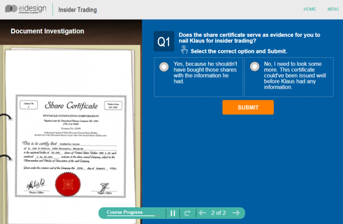 Online Compliance Training - Insider Trading Level 3 - 3